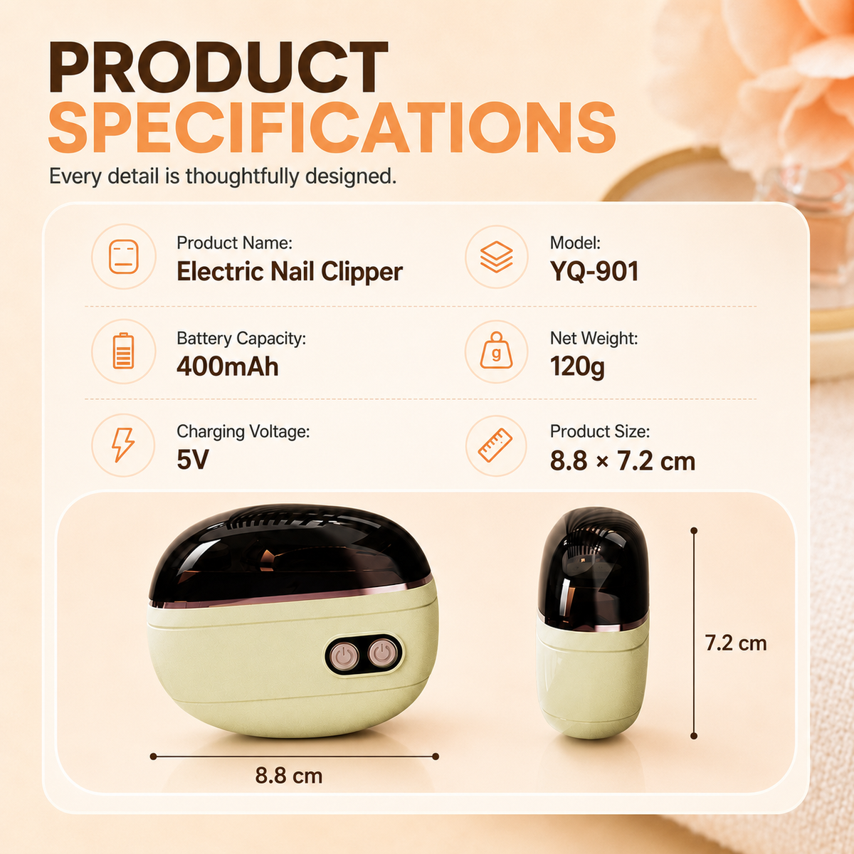 ✨ 2-in-1 Electric Nail Clipper with LED Light & Nail File
