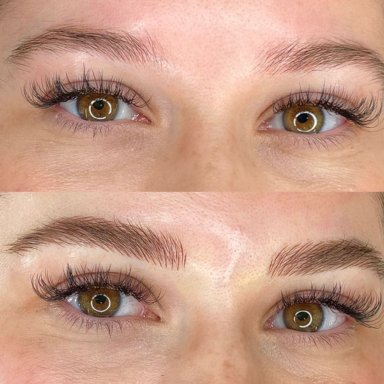 Customer showing natural-looking eyebrow results