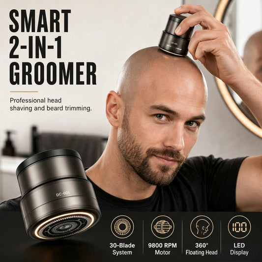 📢📢⏰2-in-1 Smart Electric Bald Head Shaver and Beard Trimmer with Digital Display