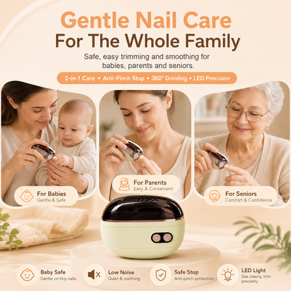 ✨ 2-in-1 Electric Nail Clipper with LED Light & Nail File