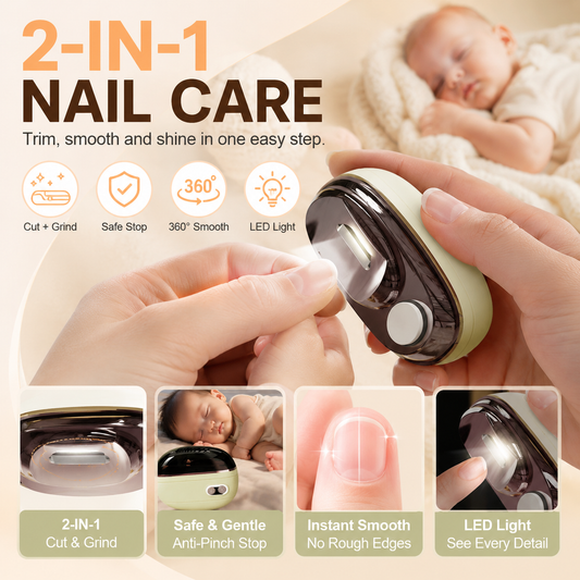 ✨ 2-in-1 Electric Nail Clipper with LED Light & Nail File