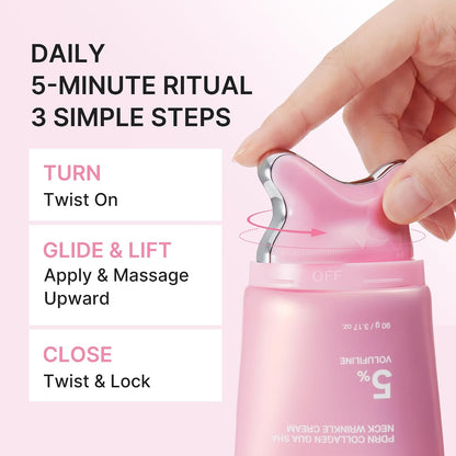 Smooth, Firm & Sculpt: PDRN Collagen Neck Cream with Built-in Gua Sha