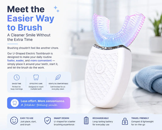 U-Shaped Automatic Electric Toothbrush – Hands-Free Rechargeable Oral Care