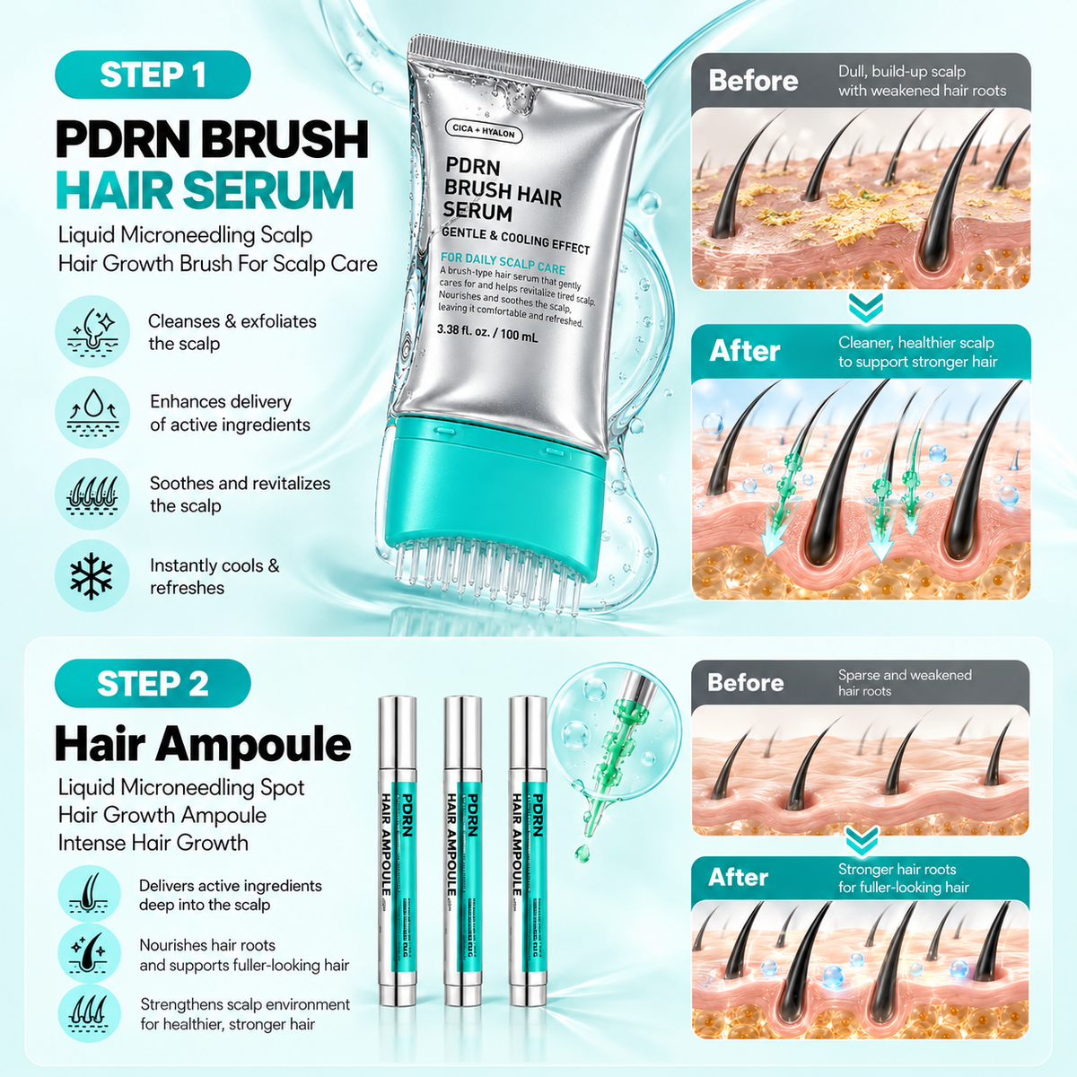 Brush Hair Serum – Fuller-Looking Hair, Stronger Roots & Scalp Renewal