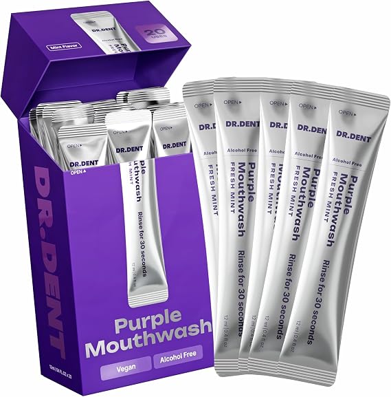 Instant Teeth Whitening Purple Mouthwash Solution