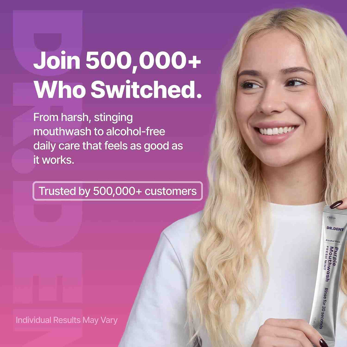 Instant Teeth Whitening Purple Mouthwash Solution