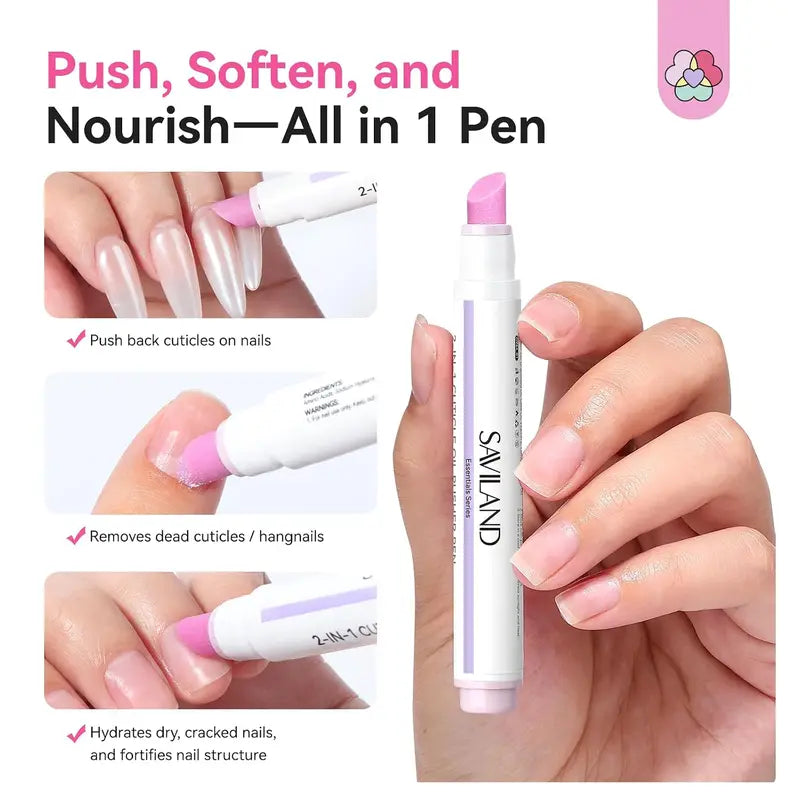 SAVILAND Ceramic Cuticle Oil Pusher Pens – Four-Pack
