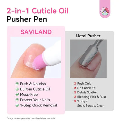 SAVILAND Ceramic Cuticle Oil Pusher Pens – Four-Pack
