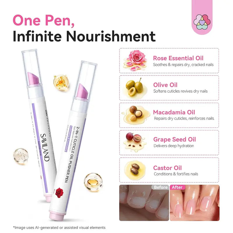 SAVILAND Ceramic Cuticle Oil Pusher Pens – Four-Pack
