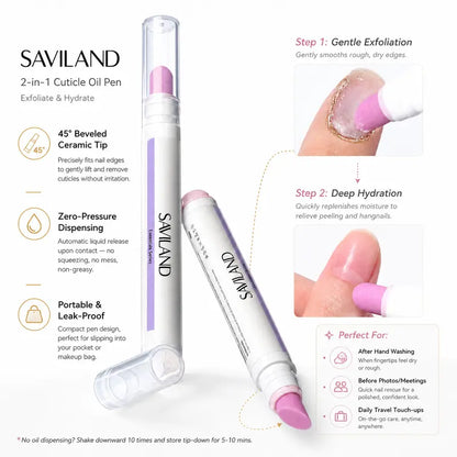 SAVILAND Ceramic Cuticle Oil Pusher Pens – Four-Pack