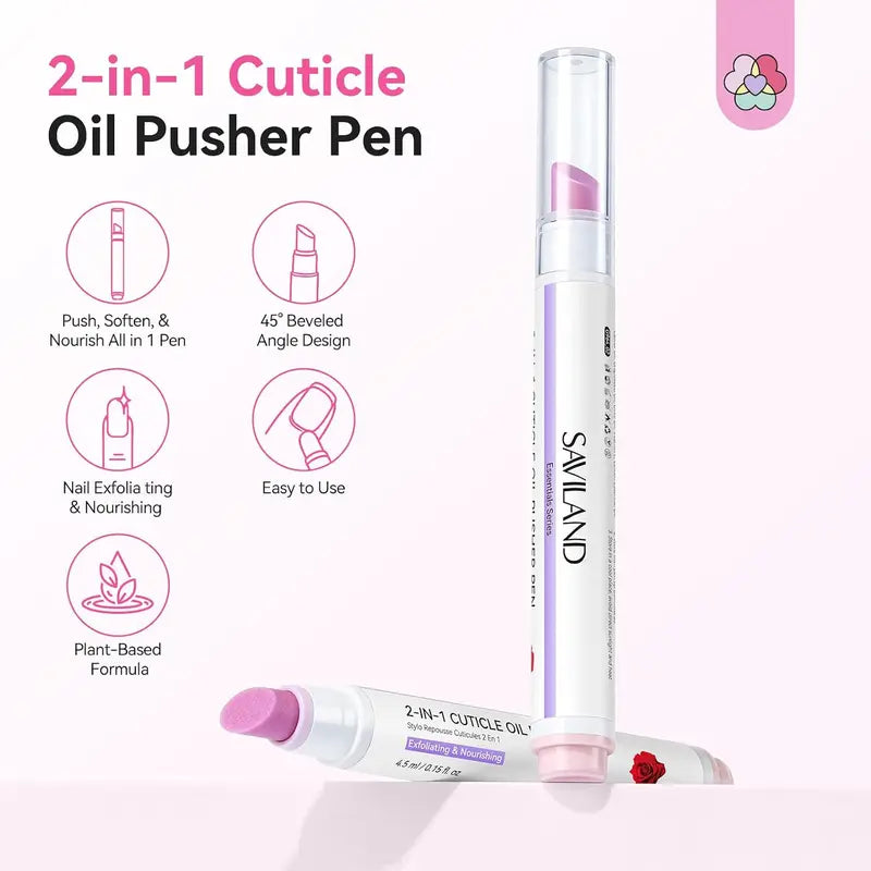 SAVILAND Ceramic Cuticle Oil Pusher Pens – Four-Pack