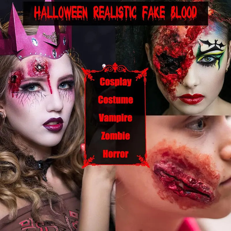BOBISUKA Halloween Fake Blood Makeup Kit - 3pcs