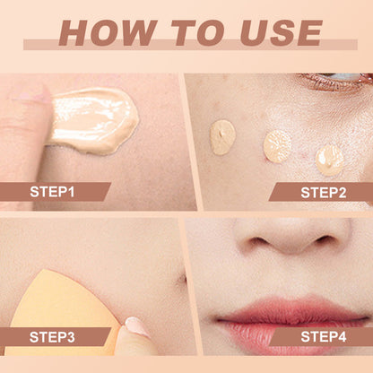 Long-Lasting Light Liquid Foundation with Powder Puff