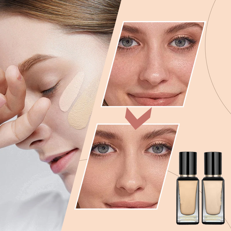 Long-Lasting Light Liquid Foundation with Powder Puff